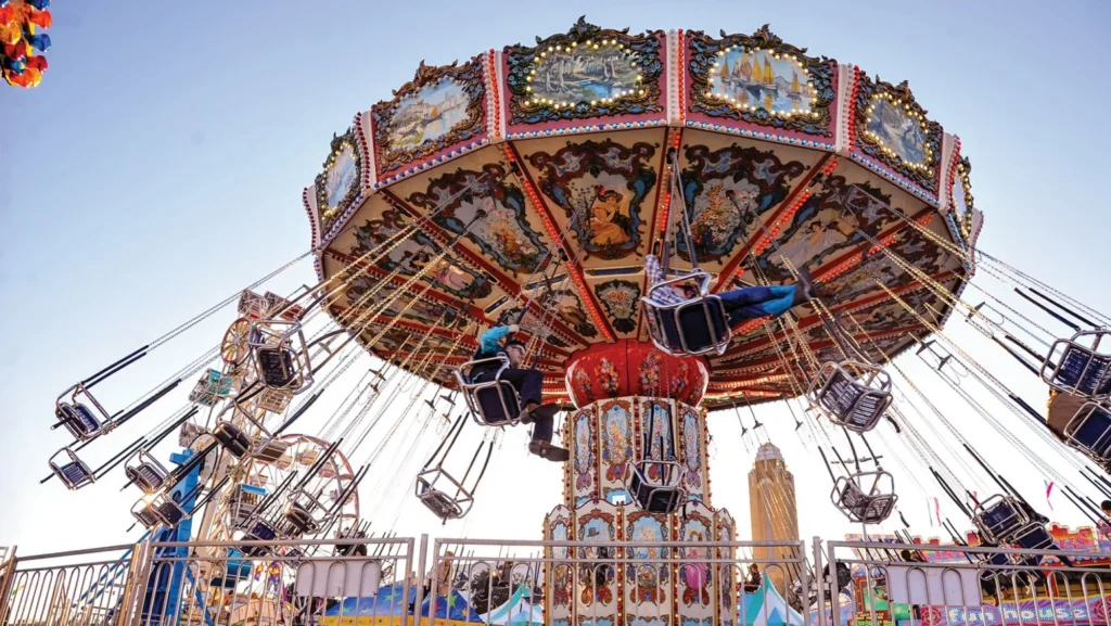 Swing ride at the Fort Worth Stock Show and Rodeo carnival