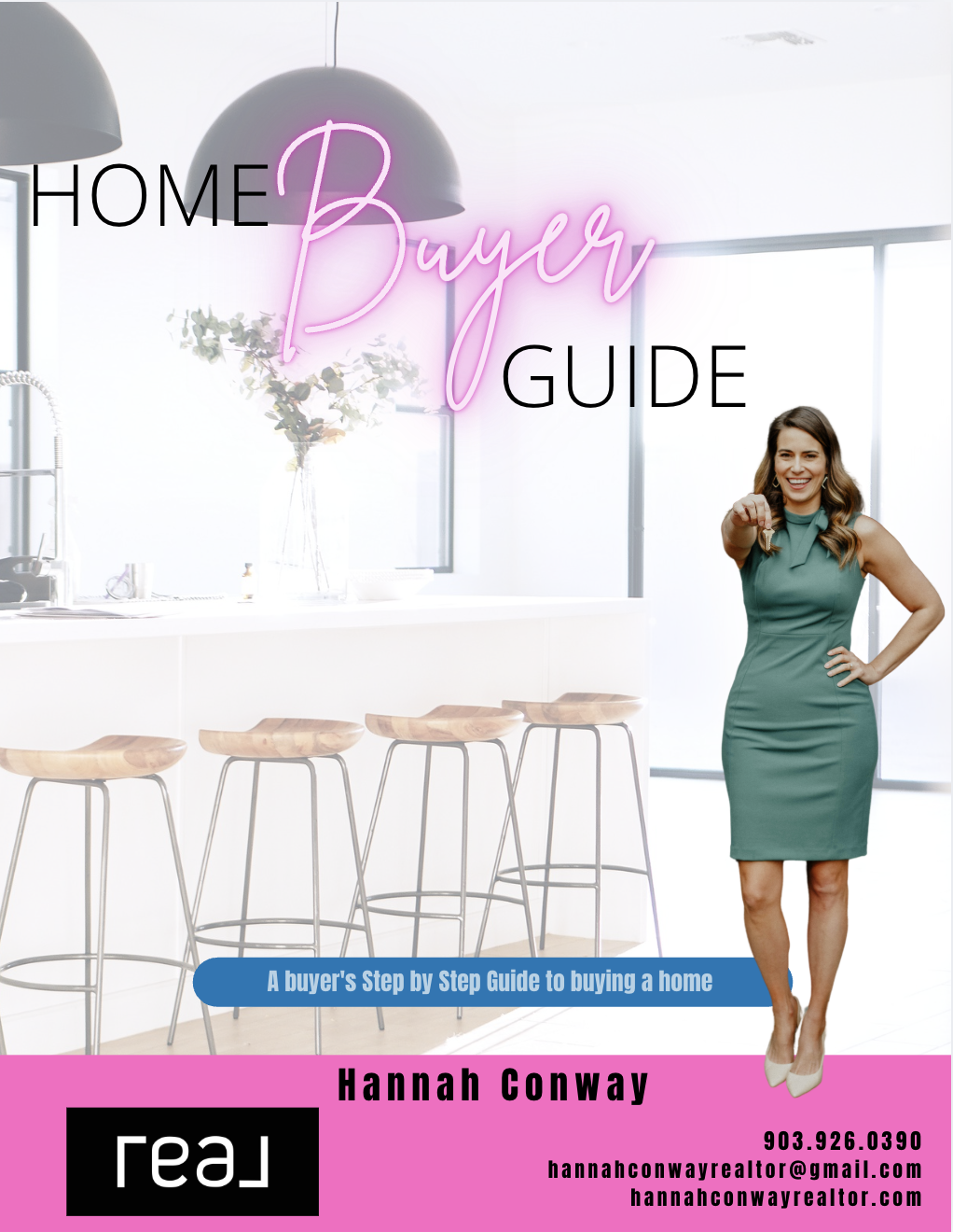 Home Buyer Guide cover with Hannah Conway, REALTOR with Real Broker